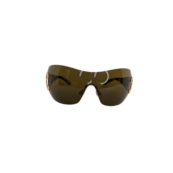 Chanel Tortoise Shell Shield CC Sunglasses Y2K Vintage Brown & Gold 4124 - Picture 2 of 9
